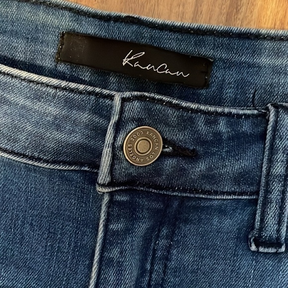 Kancan women’s jeans 13 30 cropped ankle distressed mid high rise blue denim - Picture 2 of 9